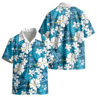 Blue Hawaiian Hibiscus Monstera Kid Hawaiian Shirt Grunge Stylized LT01 - Polynesian Pride