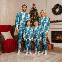Blue Hawaiian Hibiscus Monstera Christmas Pajama Set Grunge Stylized LT01 - Polynesian Pride