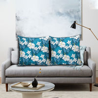 Blue Hawaiian Hibiscus Monstera Pillow Cover Grunge Stylized LT01 - Polynesian Pride