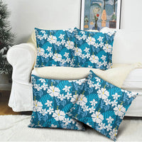Blue Hawaiian Hibiscus Monstera Pillow Cover Grunge Stylized LT01 - Polynesian Pride