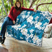 Blue Hawaiian Hibiscus Monstera Quilt Grunge Stylized LT01 - Polynesian Pride