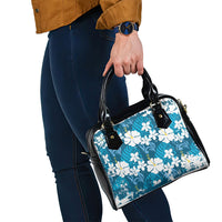Blue Hawaiian Hibiscus Monstera Shoulder Handbag Grunge Stylized LT01 - Polynesian Pride
