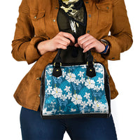 Blue Hawaiian Hibiscus Monstera Shoulder Handbag Grunge Stylized LT01 - Polynesian Pride