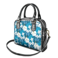 Blue Hawaiian Hibiscus Monstera Shoulder Handbag Grunge Stylized LT01 - Polynesian Pride