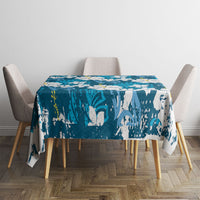 Blue Hawaiian Hibiscus Monstera Tablecloth Grunge Stylized LT01 - Polynesian Pride