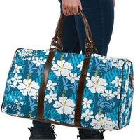 Blue Hawaiian Hibiscus Monstera Travel Bag Grunge Stylized LT01 - Polynesian Pride