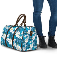 Blue Hawaiian Hibiscus Monstera Travel Bag Grunge Stylized LT01 - Polynesian Pride