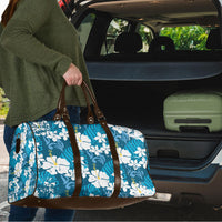 Blue Hawaiian Hibiscus Monstera Travel Bag Grunge Stylized LT01 - Polynesian Pride
