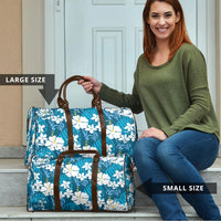 Blue Hawaiian Hibiscus Monstera Travel Bag Grunge Stylized LT01 - Polynesian Pride