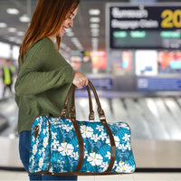 Blue Hawaiian Hibiscus Monstera Travel Bag Grunge Stylized LT01 - Polynesian Pride