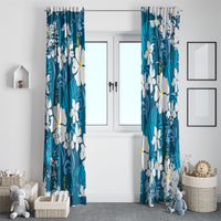 Blue Hawaiian Hibiscus Monstera Window Curtain Grunge Stylized LT01 - Polynesian Pride