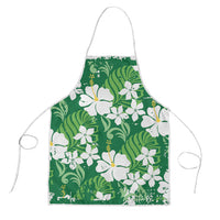 Green Hawaiian Hibiscus Monstera Apron Grunge Stylized LT01 Green - Polynesian Pride