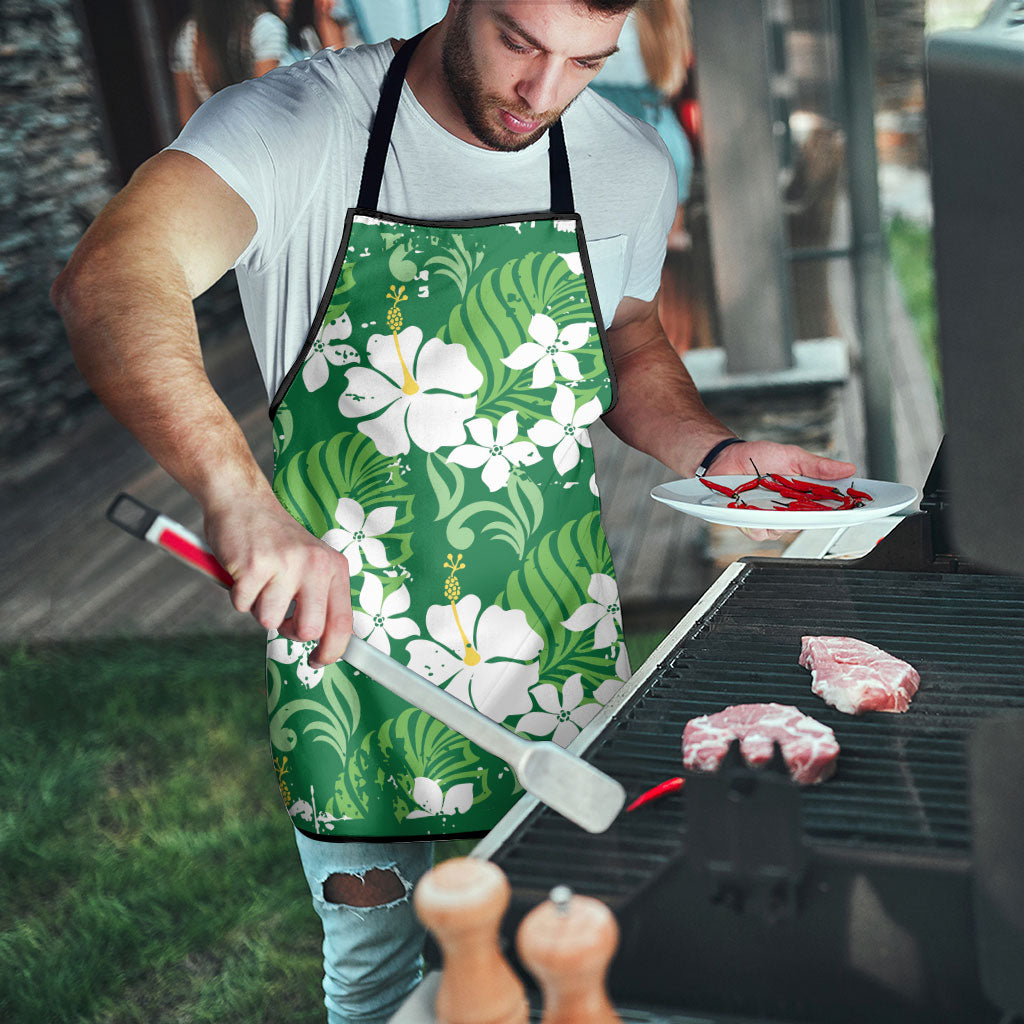 Green Hawaiian Hibiscus Monstera Apron Grunge Stylized LT01 - Polynesian Pride