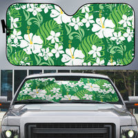 Green Hawaiian Hibiscus Monstera Auto Sun Shade Grunge Stylized LT01 Green - Polynesian Pride