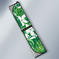Green Hawaiian Hibiscus Monstera Auto Sun Shade Grunge Stylized LT01 - Polynesian Pride