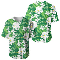 Green Hawaiian Hibiscus Monstera Baseball Jersey Grunge Stylized LT01 - Polynesian Pride
