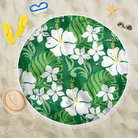 Green Hawaiian Hibiscus Monstera Beach Blanket Grunge Stylized