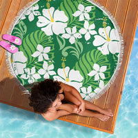 Green Hawaiian Hibiscus Monstera Beach Blanket Grunge Stylized