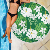 Green Hawaiian Hibiscus Monstera Beach Blanket Grunge Stylized
