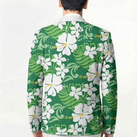 Green Hawaiian Hibiscus Monstera Blazer Grunge Stylized LT01 - Polynesian Pride