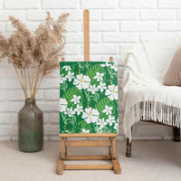 Green Hawaiian Hibiscus Monstera Canvas Wall Art Grunge Stylized LT01 - Polynesian Pride