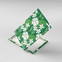 Green Hawaiian Hibiscus Monstera Canvas Wall Art Grunge Stylized LT01 With Frame Green - Polynesian Pride