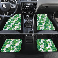 Green Hawaiian Hibiscus Monstera Car Mats Grunge Stylized