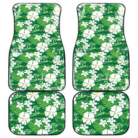 Green Hawaiian Hibiscus Monstera Car Mats Grunge Stylized