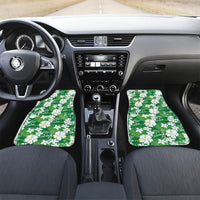 Green Hawaiian Hibiscus Monstera Car Mats Grunge Stylized