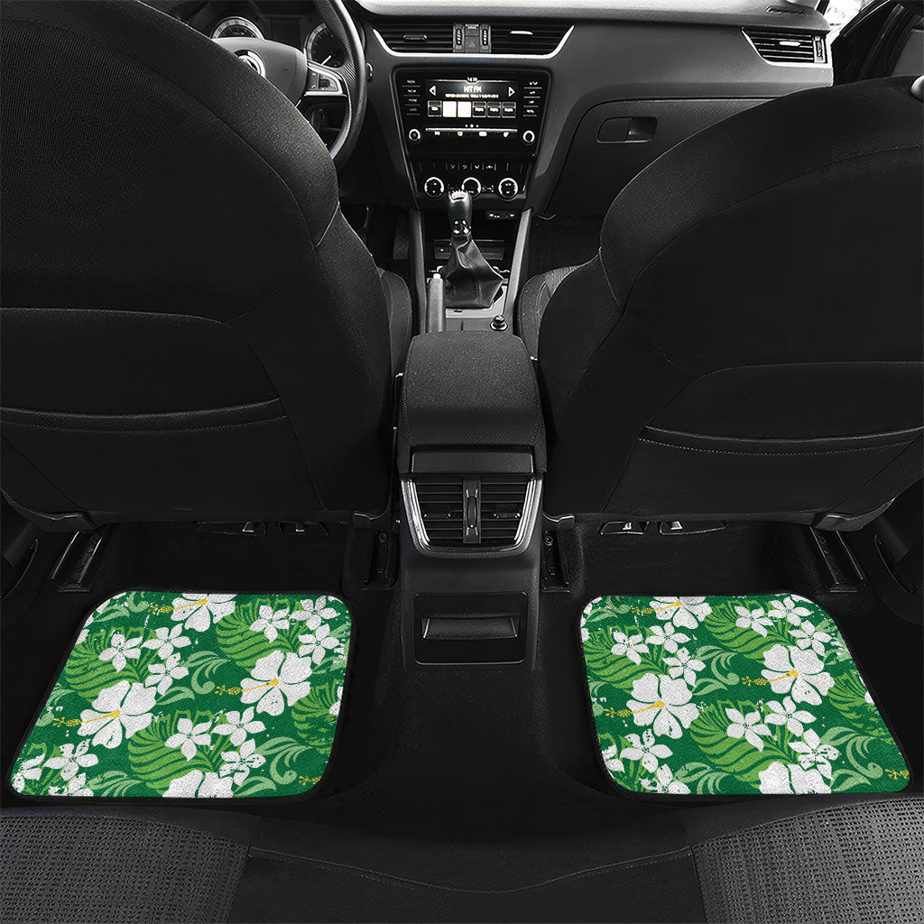 Green Hawaiian Hibiscus Monstera Car Mats Grunge Stylized