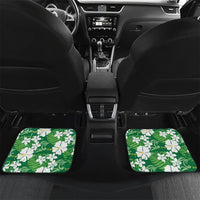 Green Hawaiian Hibiscus Monstera Car Mats Grunge Stylized