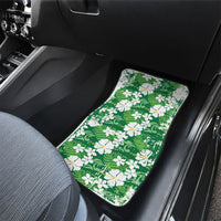 Green Hawaiian Hibiscus Monstera Car Mats Grunge Stylized