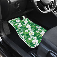 Green Hawaiian Hibiscus Monstera Car Mats Grunge Stylized