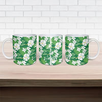 Green Hawaiian Hibiscus Monstera Ceramic Mug Grunge Stylized LT01 - Polynesian Pride