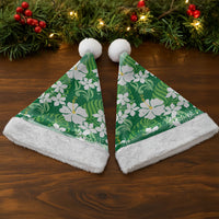 Green Hawaiian Hibiscus Monstera Christmas Santa Hat Grunge Stylized LT01 - Polynesian Pride