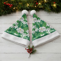 Green Hawaiian Hibiscus Monstera Christmas Santa Hat Grunge Stylized LT01 - Polynesian Pride
