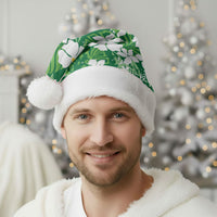 Green Hawaiian Hibiscus Monstera Christmas Santa Hat Grunge Stylized LT01 - Polynesian Pride