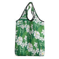 Green Hawaiian Hibiscus Monstera Grocery Bag Grunge Stylized LT01 - Polynesian Pride