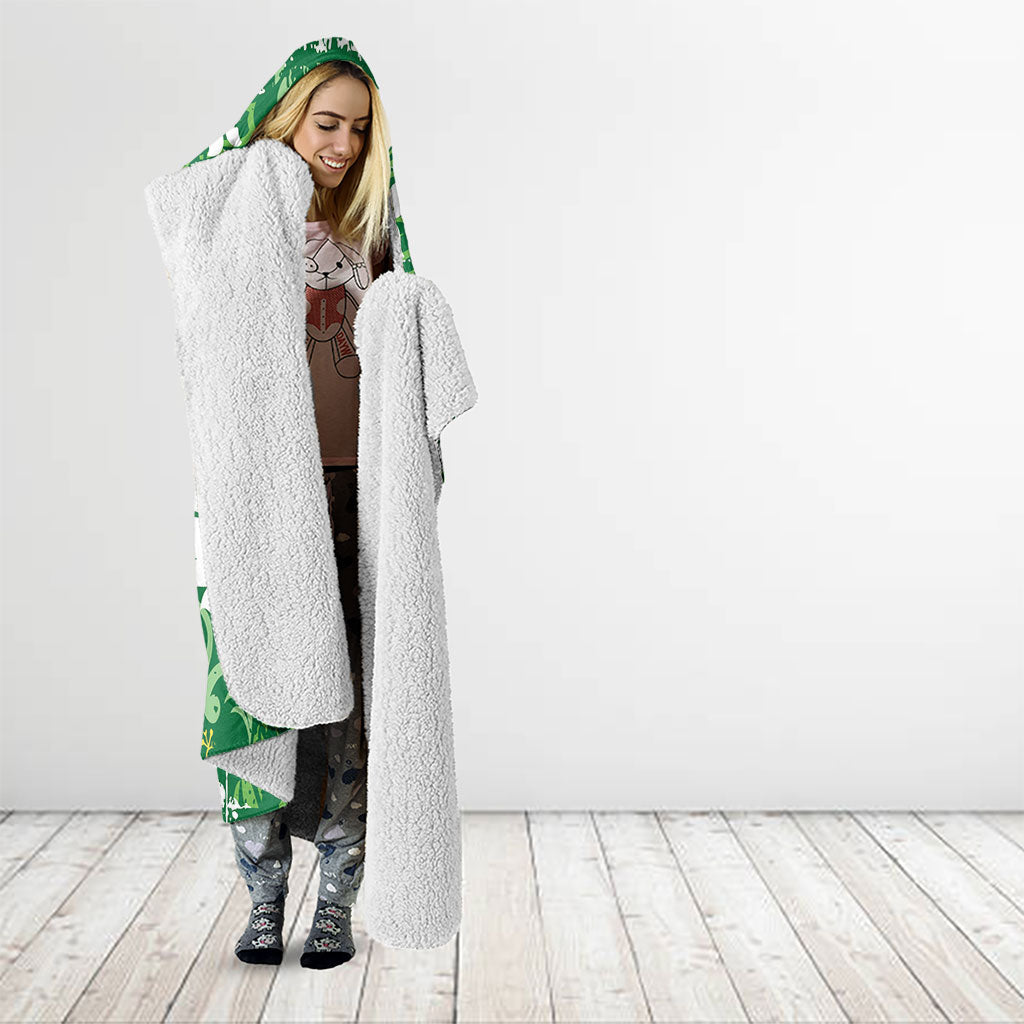 Green Hawaiian Hibiscus Monstera Hooded Blanket Grunge Stylized LT01 - Polynesian Pride