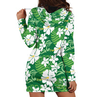 Green Hawaiian Hibiscus Monstera Hoodie Dress Grunge Stylized LT01 - Polynesian Pride