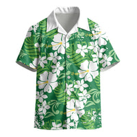 Green Hawaiian Hibiscus Monstera Kid Hawaiian Shirt Grunge Stylized LT01 - Polynesian Pride