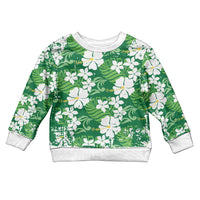 Green Hawaiian Hibiscus Monstera Kid Ugly Christmas Sweater Grunge Stylized