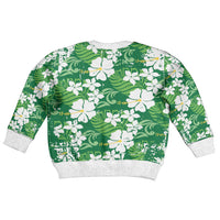 Green Hawaiian Hibiscus Monstera Kid Ugly Christmas Sweater Grunge Stylized