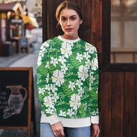 Green Hawaiian Hibiscus Monstera Ugly Christmas Sweater Grunge Stylized LT01 - Polynesian Pride