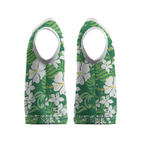 Green Hawaiian Hibiscus Monstera Christmas Knitted V-Neck Vest Grunge Stylized LT01 - Polynesian Pride