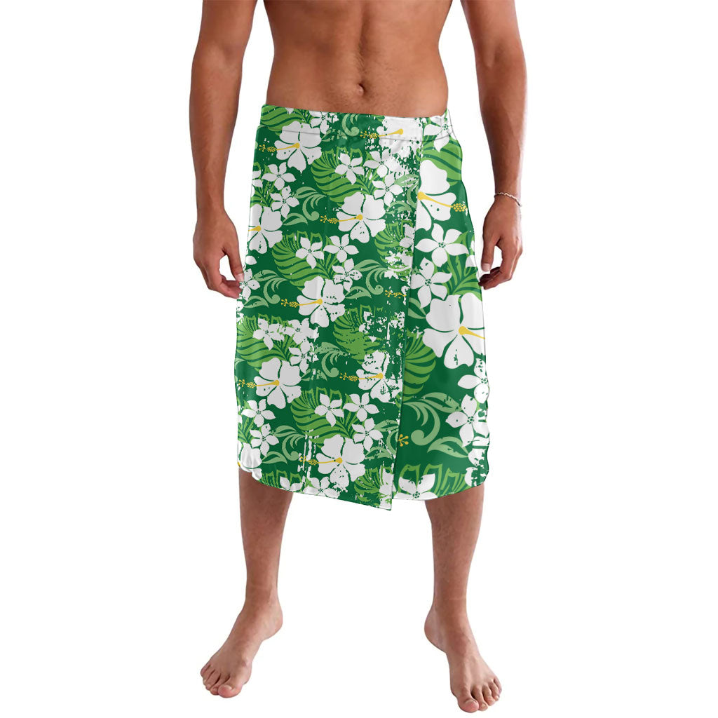 Green Hawaiian Hibiscus Monstera Lavalava Grunge Stylized LT01 Green - Polynesian Pride