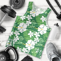 Green Hawaiian Hibiscus Monstera Men Tank Top Grunge Stylized LT01 - Polynesian Pride