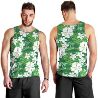 Green Hawaiian Hibiscus Monstera Men Tank Top Grunge Stylized LT01 - Polynesian Pride