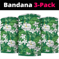Green Hawaiian Hibiscus Monstera Neck Gaiter Grunge Stylized LT01 package One Size: 25*50cm Green - Polynesian Pride