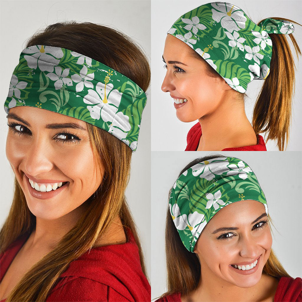 Green Hawaiian Hibiscus Monstera Neck Gaiter Grunge Stylized LT01 - Polynesian Pride